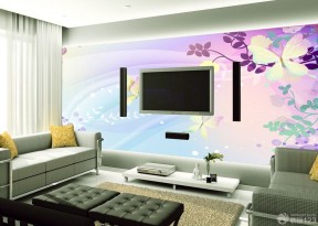 电视背景墙彩绘 现代风格