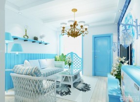 小客厅蓝色门框装饰图片