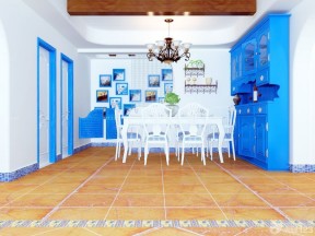 蓝色门框 美式地中海混搭风格