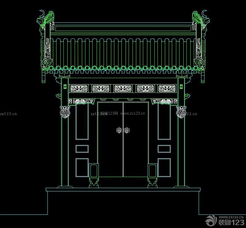 復(fù)古中式風(fēng)格中式大門cad圖庫(kù)設(shè)計(jì)效果圖