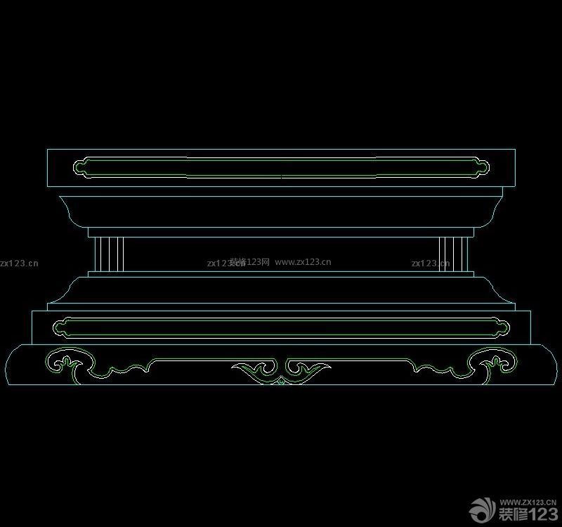 中式風格云紋底座中式柱cad圖庫效果圖欣賞