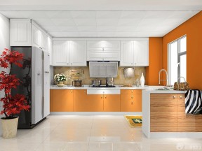 橙色橱柜 敞开式厨房