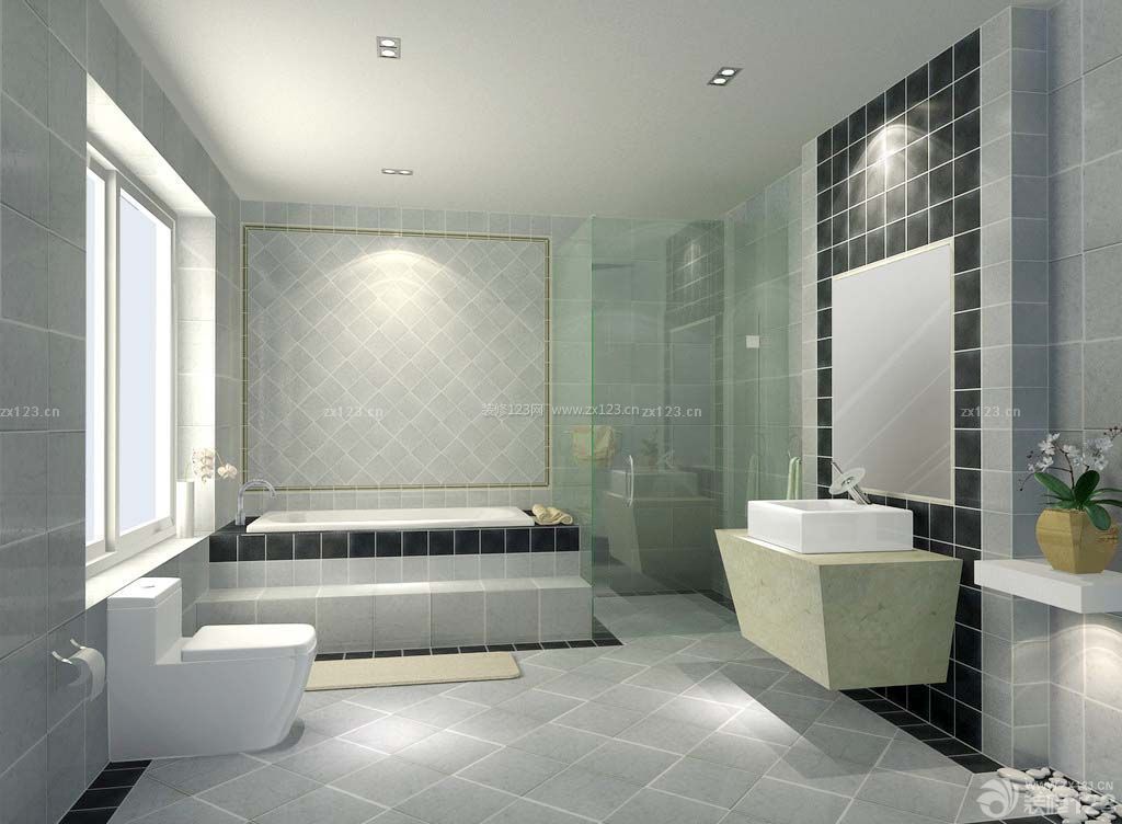 简装现代风格砖砌浴缸装修实景图