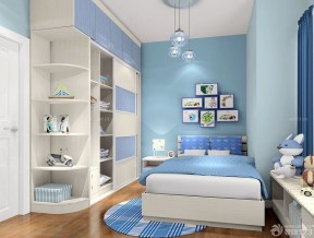 蓝白清新小户型创意儿童房间布置效果图