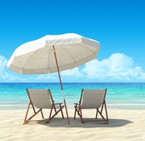 海边沙滩靠背椅遮阳伞设计效果图-每日推荐