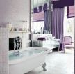 美式别墅浴室窗帘效果图片