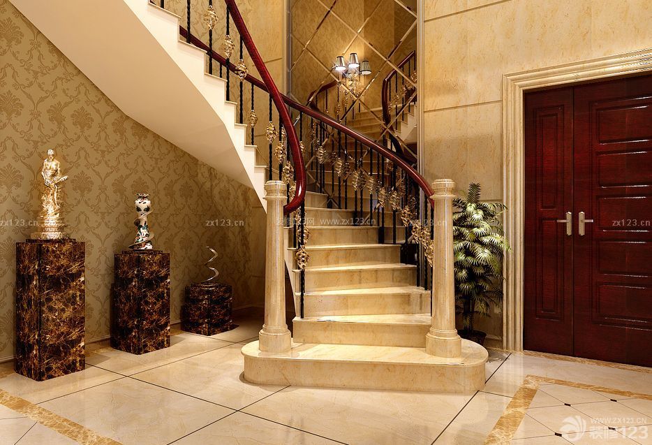 室内欧式风格房屋楼梯设计效果图