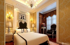 欧式风格卧室金色壁纸设计图