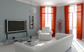 橙色窗帘 现代风格