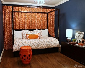 现代风格橙色窗帘设计图