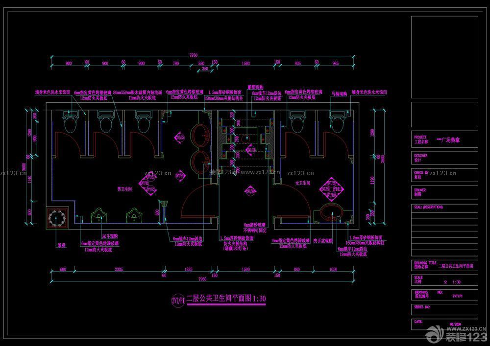 公共卫生间施工平面图