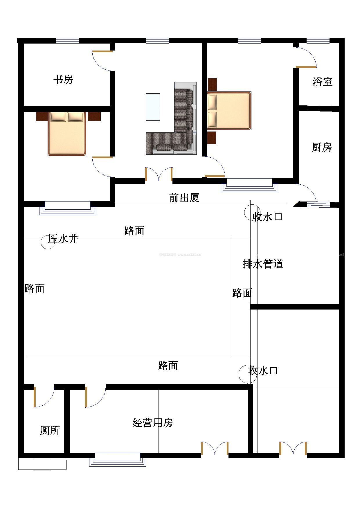 農(nóng)村平房房屋庭院設(shè)計圖