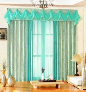 最新奢华小户型青色窗帘搭配图欣赏