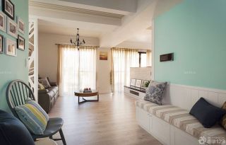 地中海风格设计三室一厅客厅窗帘设计图欣赏 