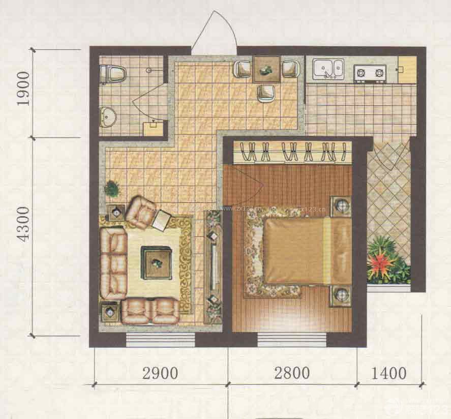 酒店式公寓30平米小戶型平面圖