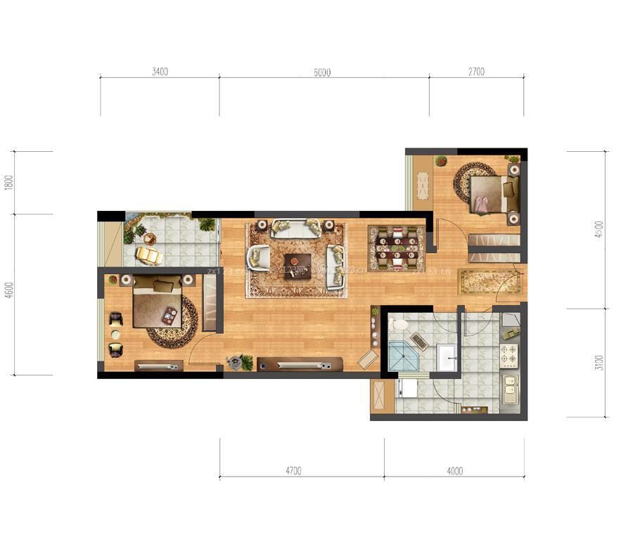 經(jīng)典自建房屋56平方一室一廳戶型圖設(shè)計