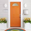 简欧风格别墅室内橙色门设计图片2023