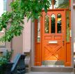 美式风格别墅橙色门装修设计图片大全2023