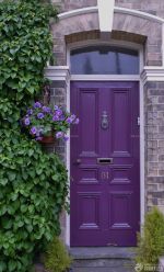 禅意美式风格花园洋房紫色门装修图片