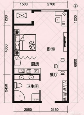 经典单间30平米小户型平面图设计案例