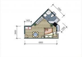 不规则30平米小户型平面图单身公寓设计图