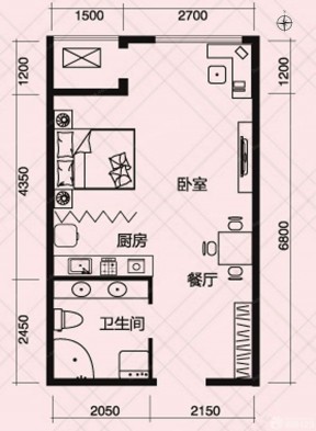 经典整体56平方一室一厅户型图样板大全