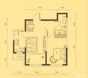 一居室56平方一室一廳戶(hù)型圖