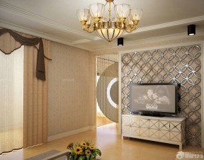 温馨欧式风格客厅卡其色窗帘搭配图片
