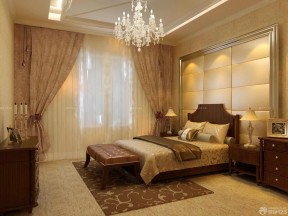 现代中式别墅 暖色调 主卧室设计