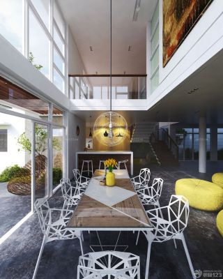 现代风格140平米复式楼餐桌椅子设计