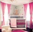 小清新婴儿房粉色窗帘装饰图片