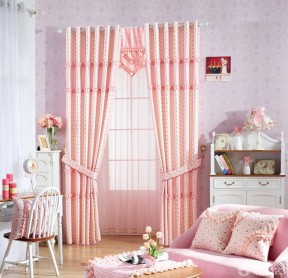 粉色窗帘 印花窗帘