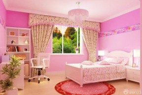 女孩房间粉色墙面装修图片