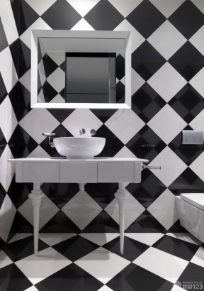 卫生间黑白瓷砖 卫生间洗手盆