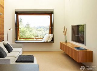 乡村风格房屋客厅简单电视墙装修实景图