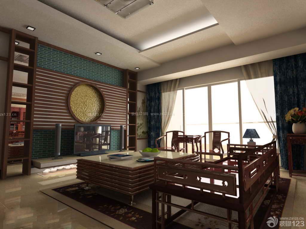 最新中式客厅窗帘设计效果图欣赏 