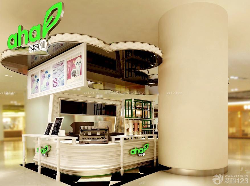 商场大厅迷你15平奶茶店设计效果图