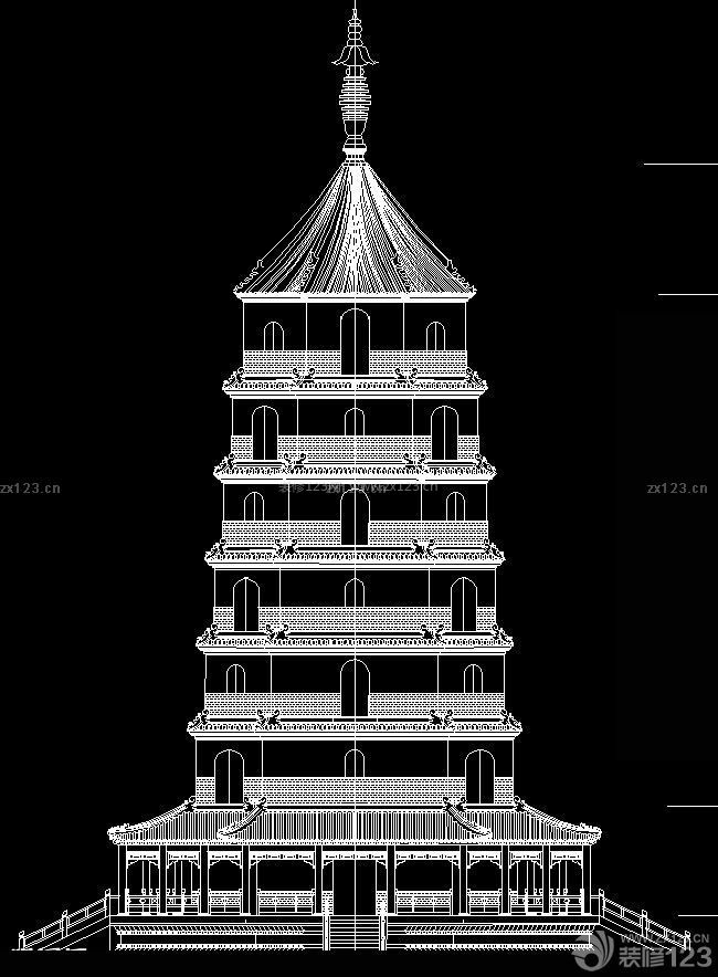 寶塔式CAD建筑立面圖