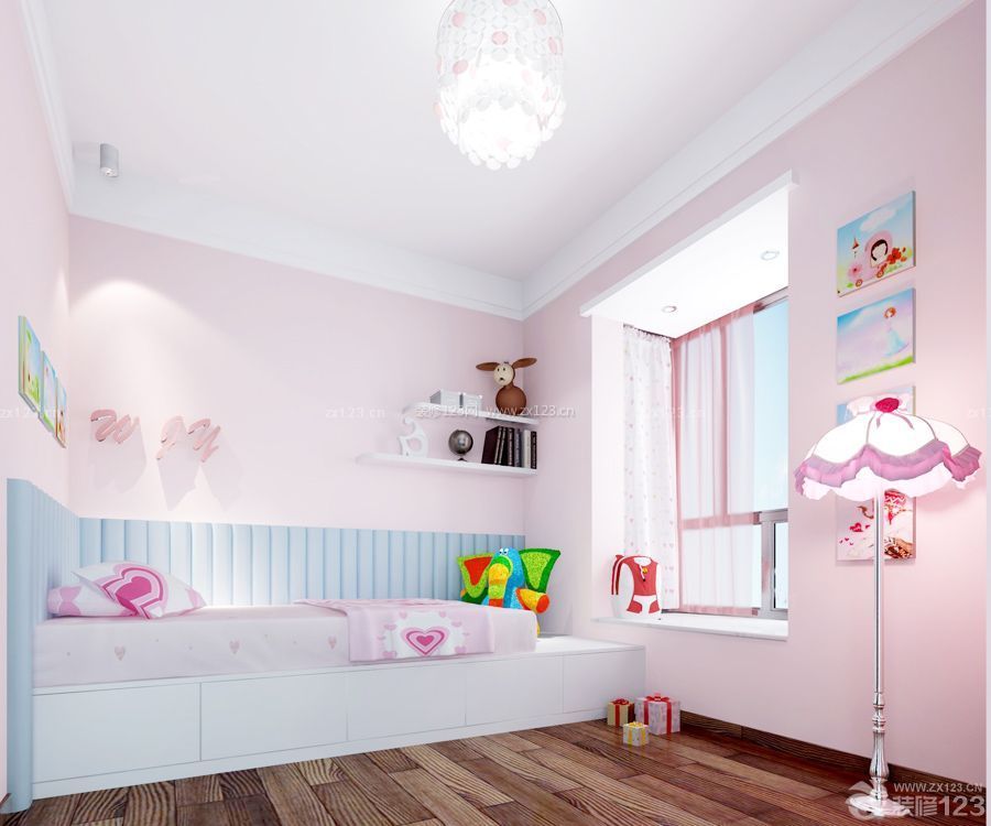 10平米儿童房粉色墙面设计图