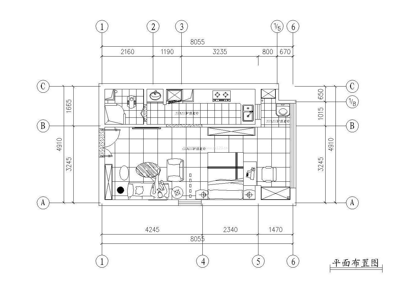 一房一廳房子設(shè)計(jì)平面圖