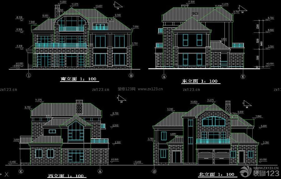 144平米房屋建筑立面圖設(shè)計(jì)