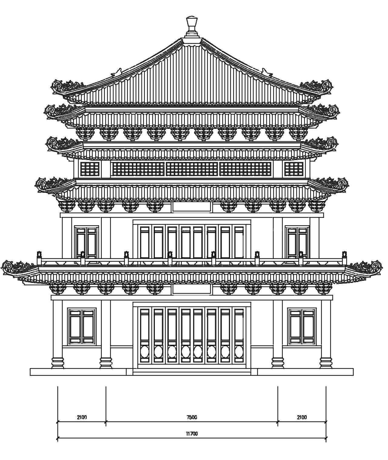中式古典建筑立面图