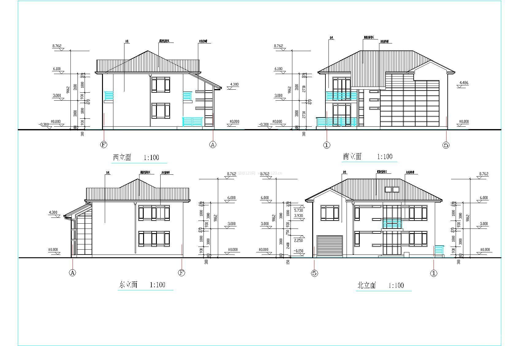 農(nóng)村房屋建筑立面圖設(shè)計