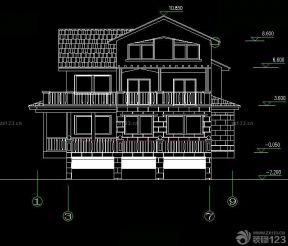 美式乡村别墅建筑立面图设计