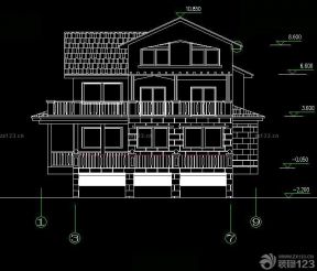 美式鄉村別墅建筑立面圖設計