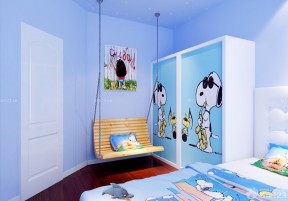 10平米儿童房蓝色墙面装饰图