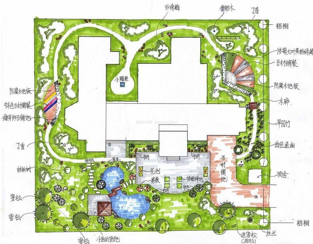 2015小型公园花坛平面图设计_装修123效果图