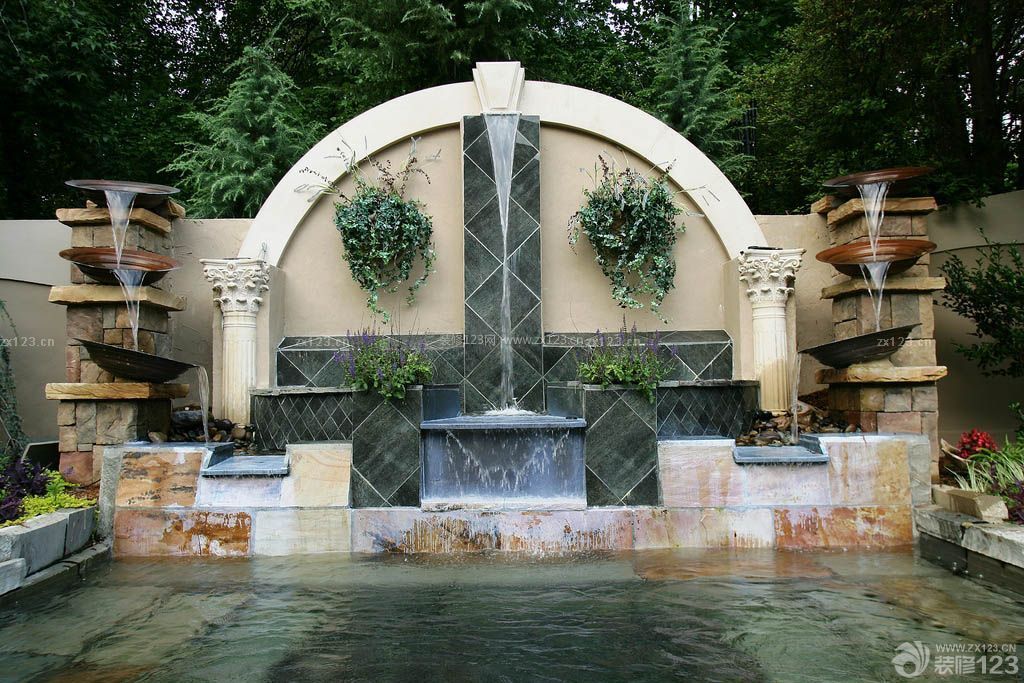 庭院内喷泉景观设计效果图