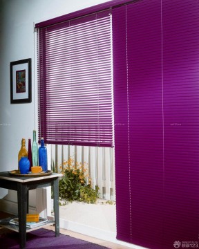 最新紫色客厅阳台百叶窗帘隔断效果图