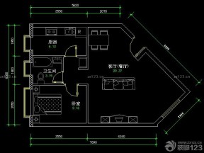 簡約風(fēng)格整體一室一廳cad設(shè)計戶型圖